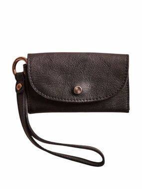 Free People Black Leather Bag Lanyard/Coin Purse/Wristlet NWT